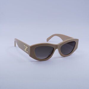 Celine CL40308U 57B TRIOMPHE Sunglasses Beige Cat Eye Frame, Grey Lenses
